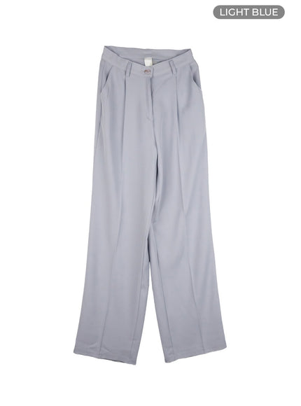 pintuck-straight-trousers-ou411 / Light blue