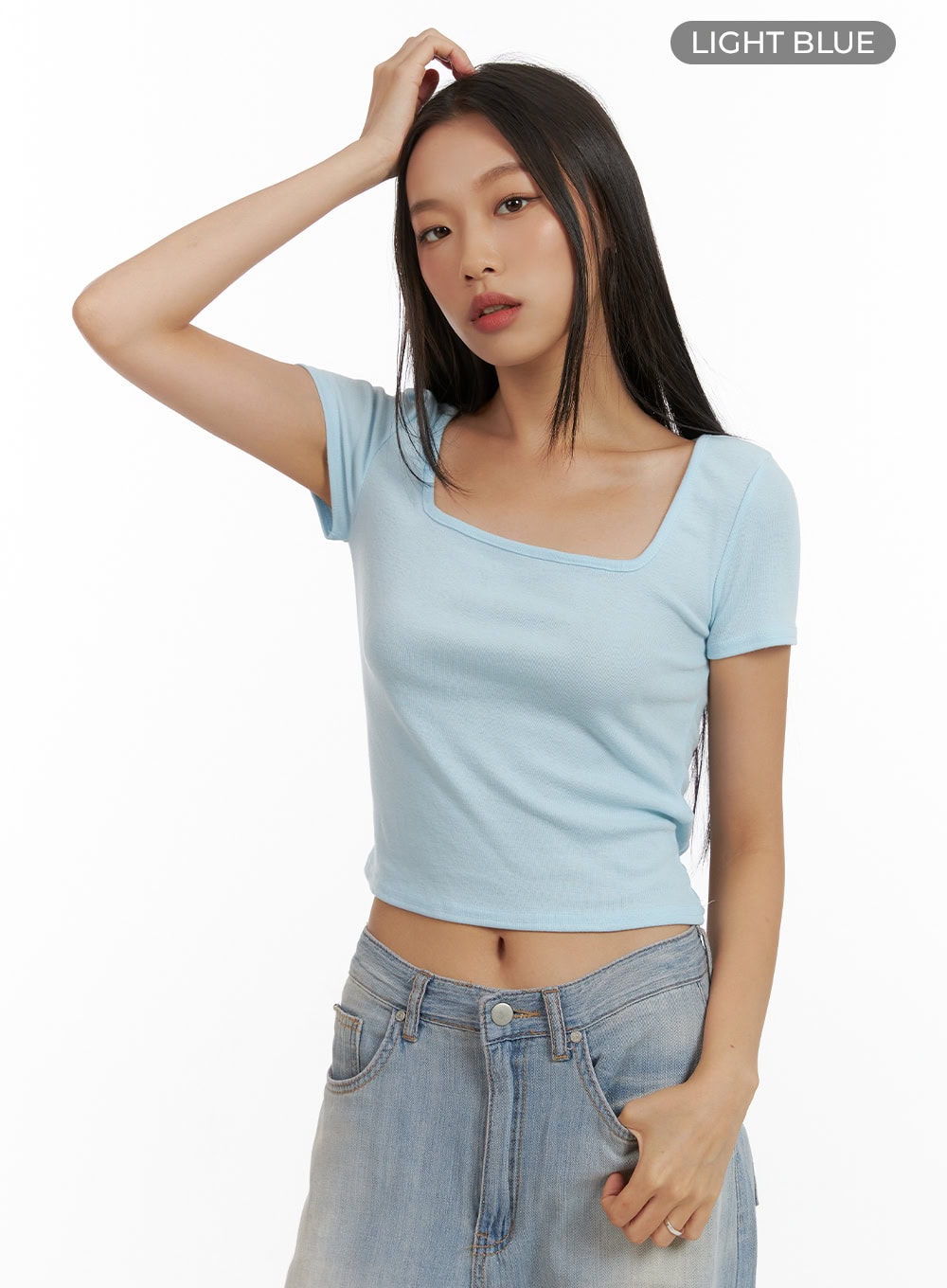 backless-square-neck-top-cu414 / Light blue