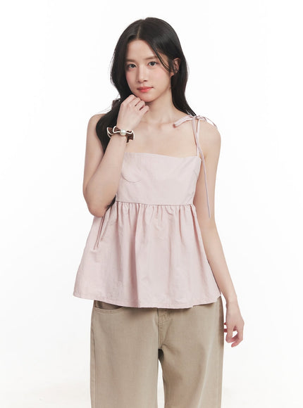 Flare Square-Neck Ribbon Cami Top CA511