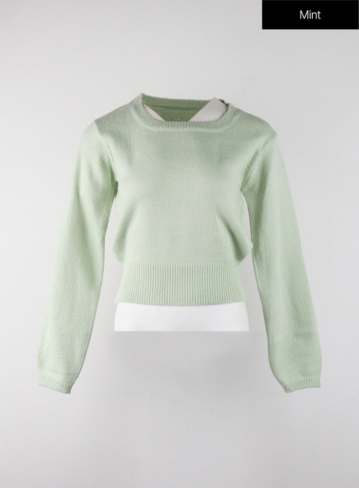 square-neck-knit-sweater-od329 / Mint