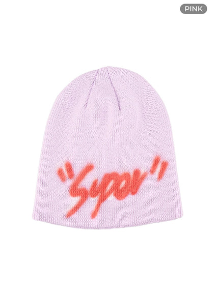 graffiti-lettering-beanie-cs403 / Pink