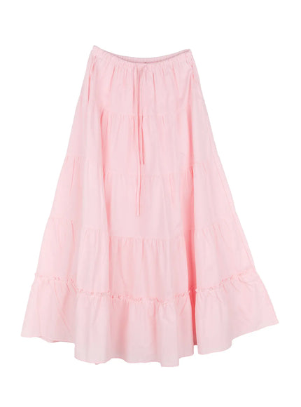 tiered-frill-maxi-skirt-cl530 / Pink