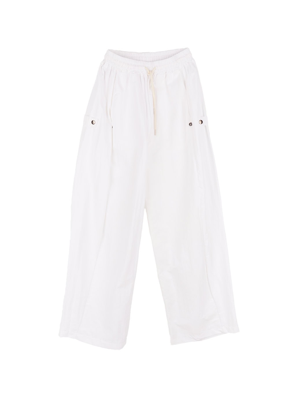 side-button-wide-leg-parachute-trackpants-ca509 / White