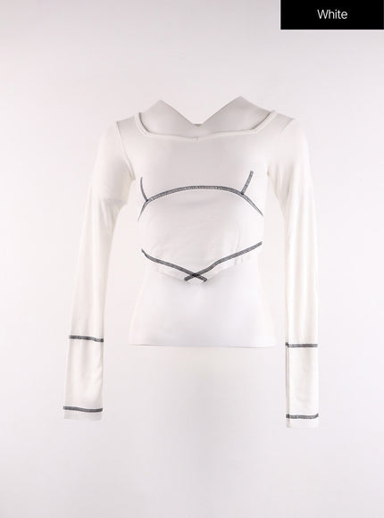 long-sleeve-crop-top-cf401 / White