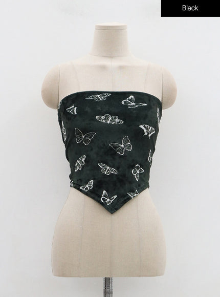 Velvet Butterfly Sleeveless Crop Top BN22