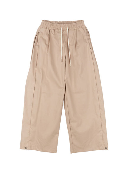 cotton-buttoned-wide-leg-pants-cy527 / Beige
