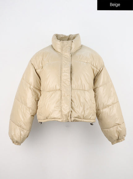 metallic-crop-puffer-jacket-on310 / Beige