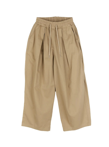 pintuck-wide-cotton-pants-cg518 / Beige