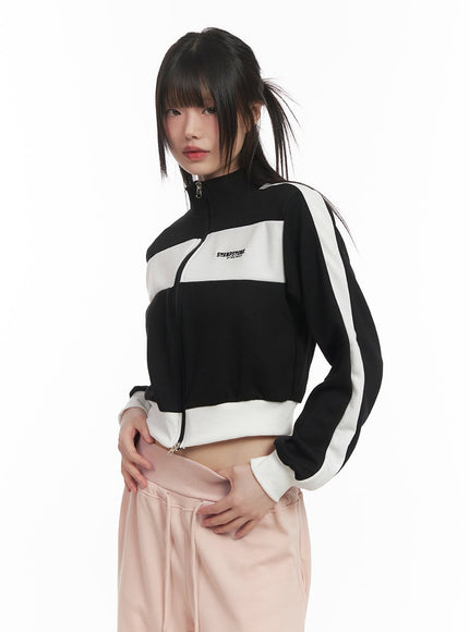 Chic Two-Tone Zip-Up Sweatshirt CF518