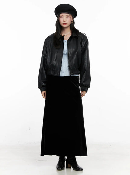 Crop Faux Leather Jacket CO531