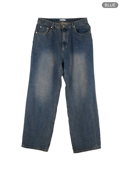 mens-wide-fit-washed-baggy-jeans-cl429 / Blue