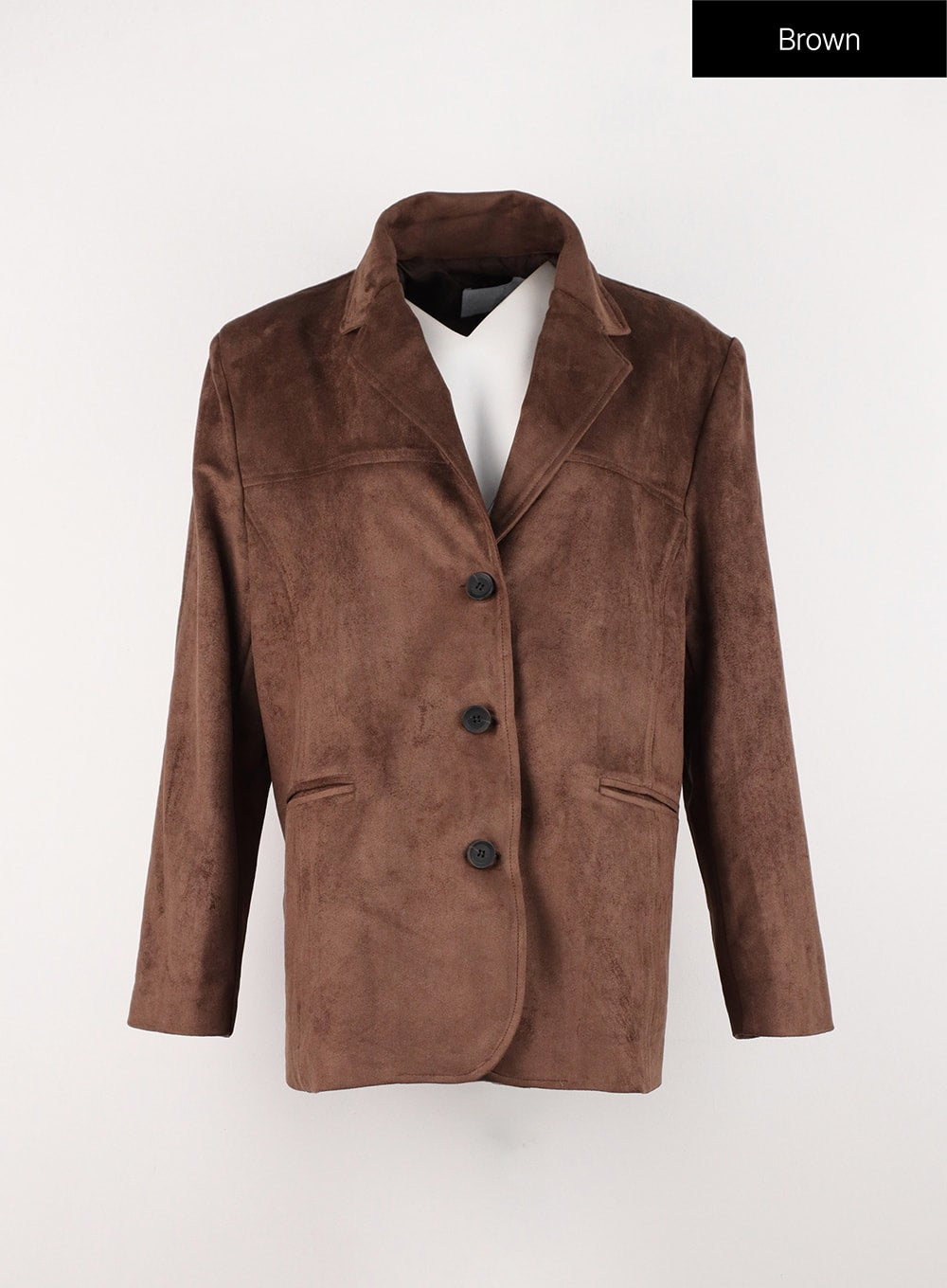 faux-suede-blazer-jacket-in301 / Brown