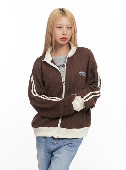 Embroidered Knit Zip-Up Track Jacket CM506