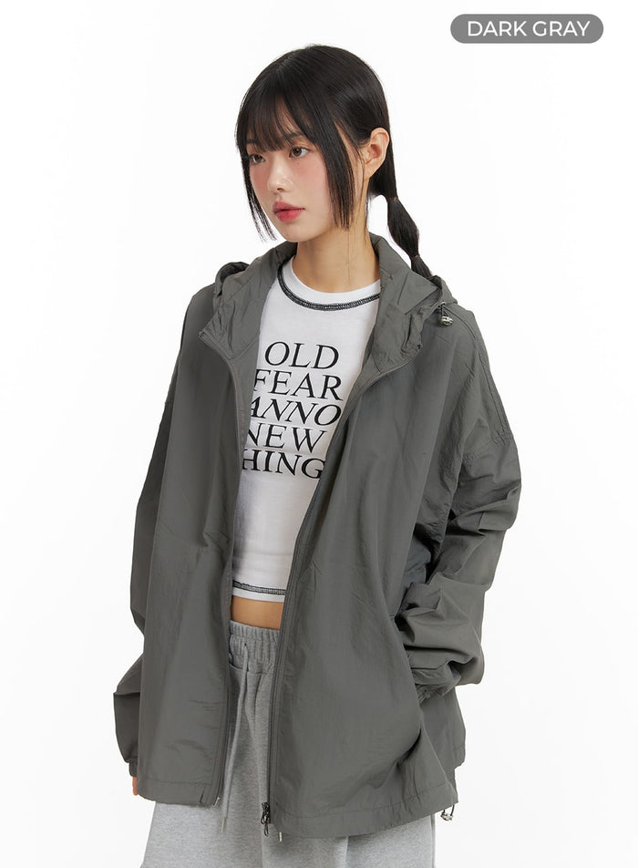 basic-oversized-nylon-jacket-cf423 / Dark gray