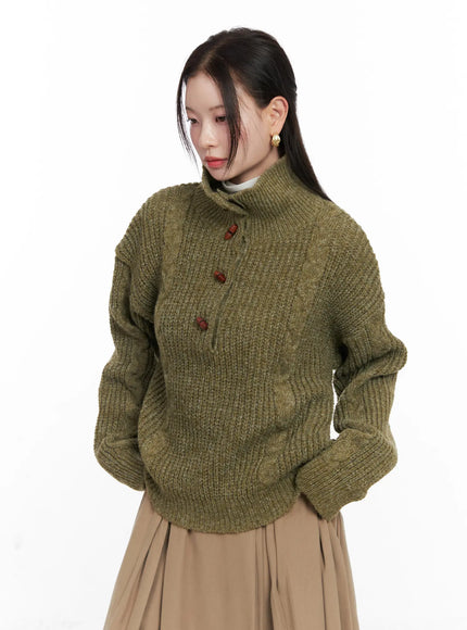 chunky-knit-pullover-co530 / Dark green