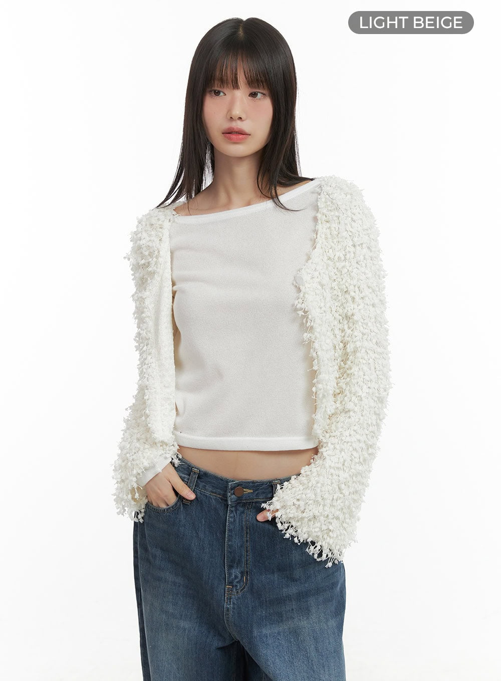dumble-cropped-cardigan-co410 / Light beige