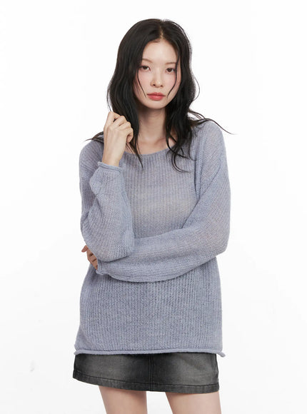 Oversized Boat Neck Knit Sweater CN504