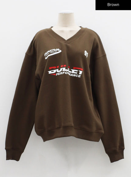 V-Neck Graphic Sweatshirt CF315