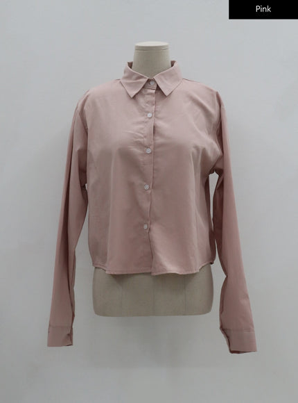Basic Tone Down Color Crop Shirt BG23