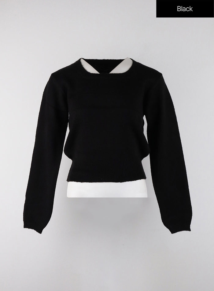square-neck-knit-sweater-od329 / Black