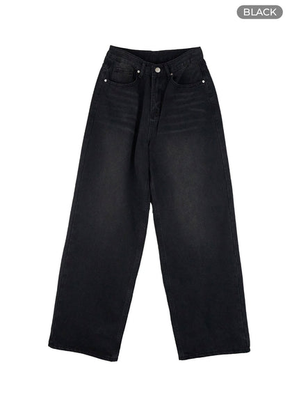 faya-vintage-washed-wide-leg-jeans-og406 / Black