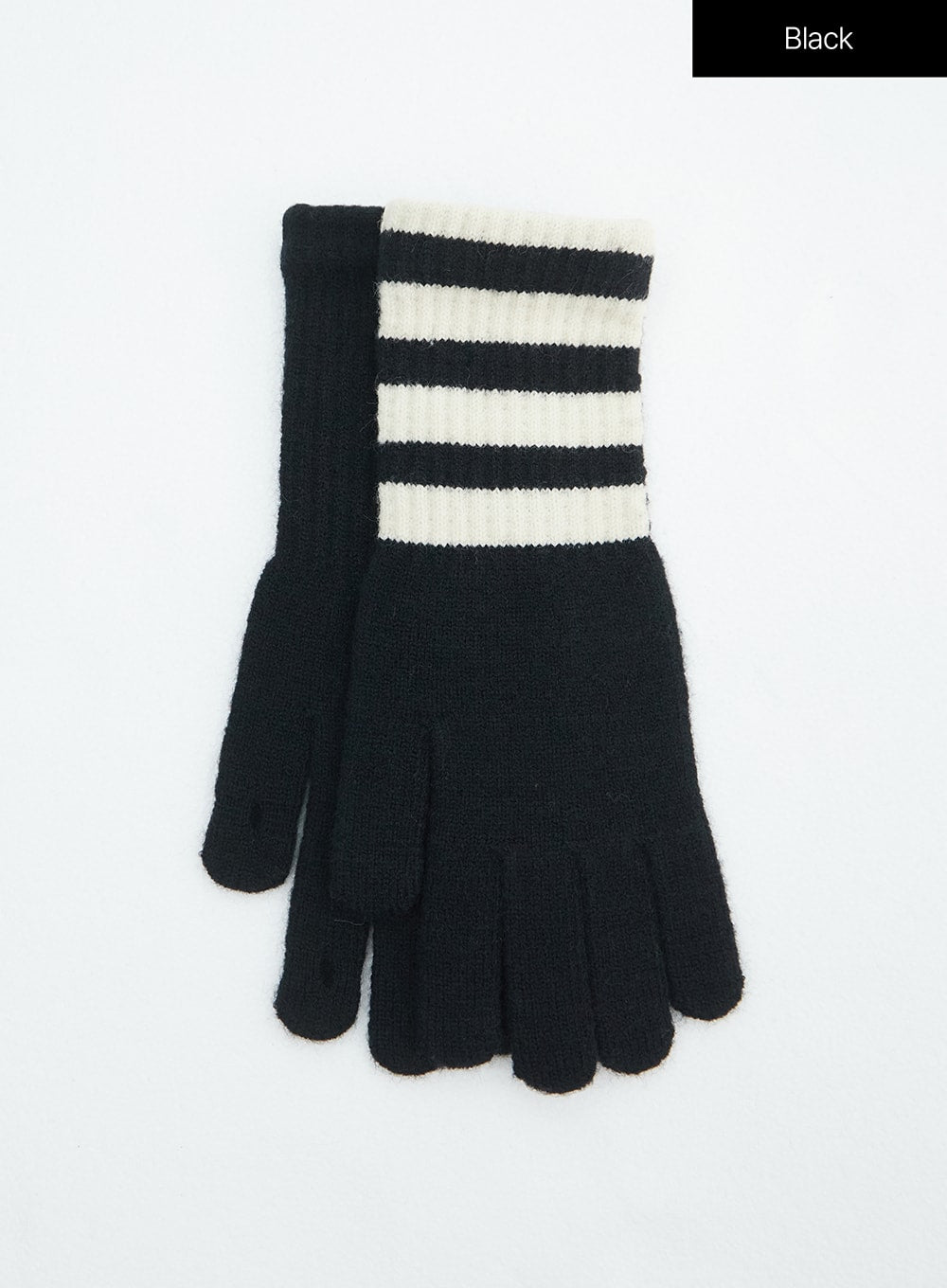 stripe-knit-gloves-in317 / Black