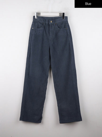 corduroy-mid-waist-solid-straight-pants-od320 / Blue