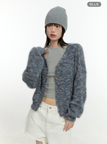 fuzzy-long-sleeve-cardigan-cg401 / Blue