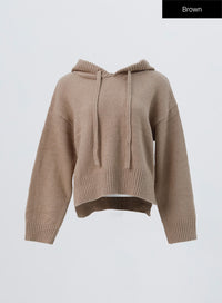 hooded-knit-sweater-oo305 / Brown