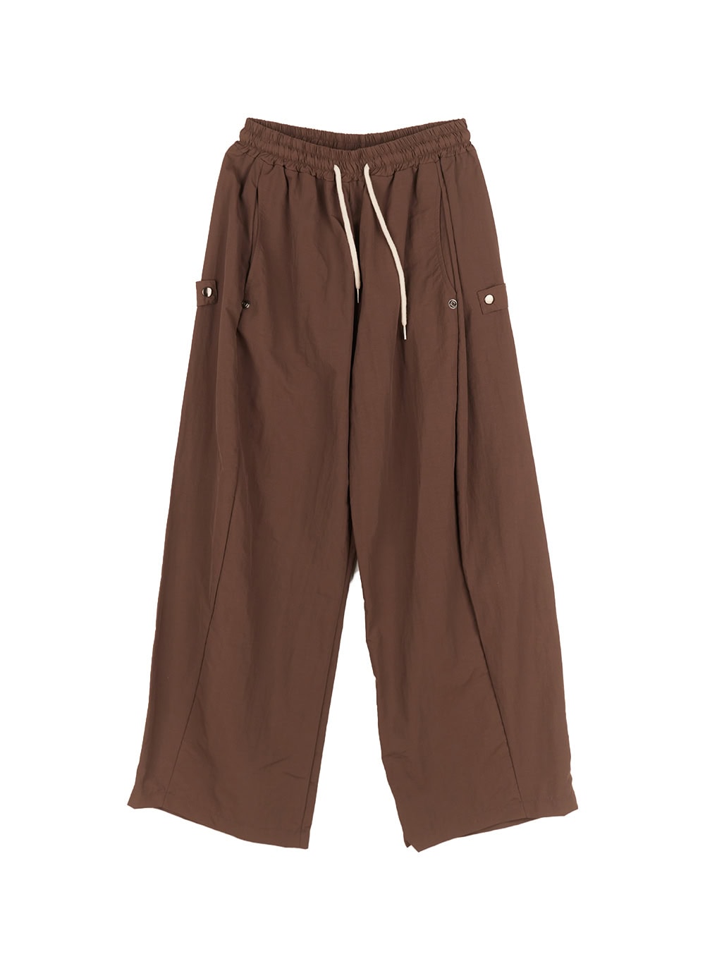 side-button-wide-leg-parachute-trackpants-ca509 / Brown