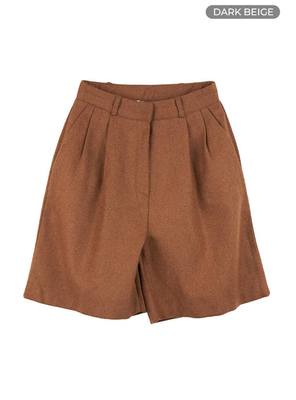 pintuck-solid-midi-trousers-oo416 / Dark beige