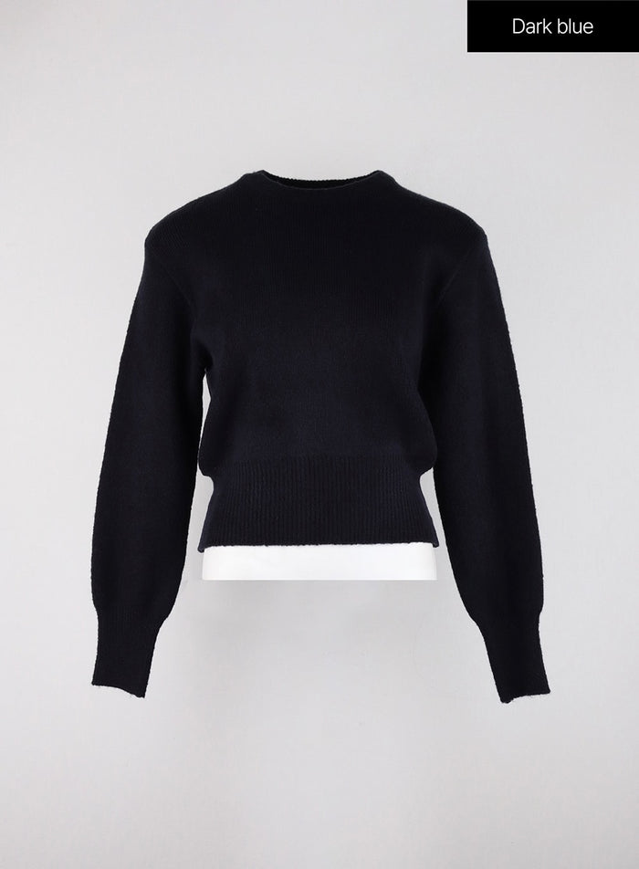 crew-neck-knit-sweater-od327 / Dark blue