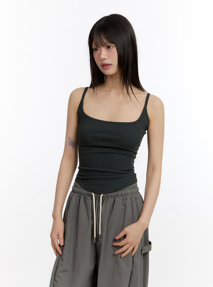 essential-square-neck-cami-crop-top-ca509 / Dark gray