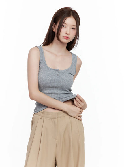 casual-button-tank / Gray