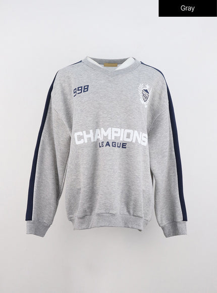 oversized-v-neck-sweatshirt-in322 / Gray