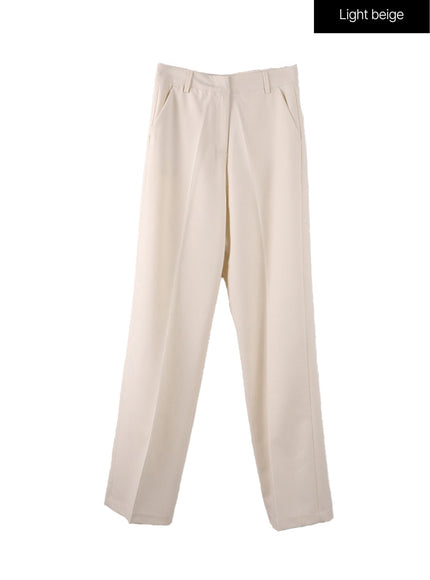 basic-straight-leg-tailored-pants-of408 / Light beige