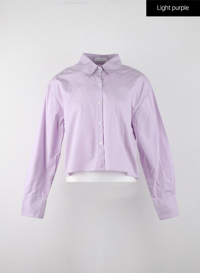buttoned-collar-crop-shirt-ij403 / Light purple