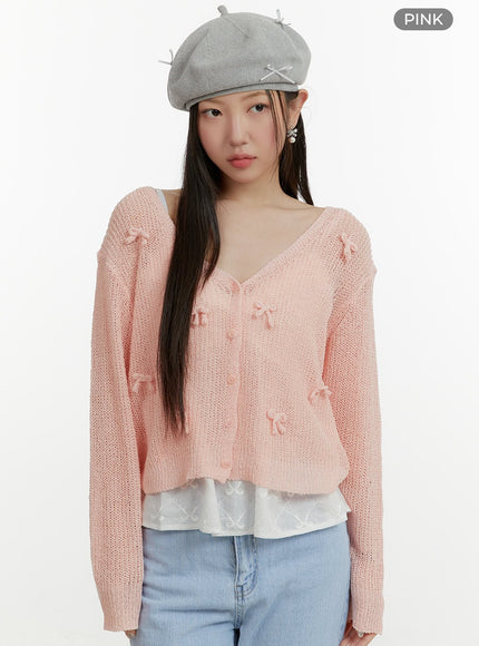 sheer-bowknot-cardigan-oy413 / Pink