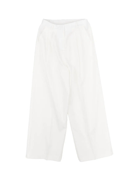 wide-leg-pintuck-slacks / White