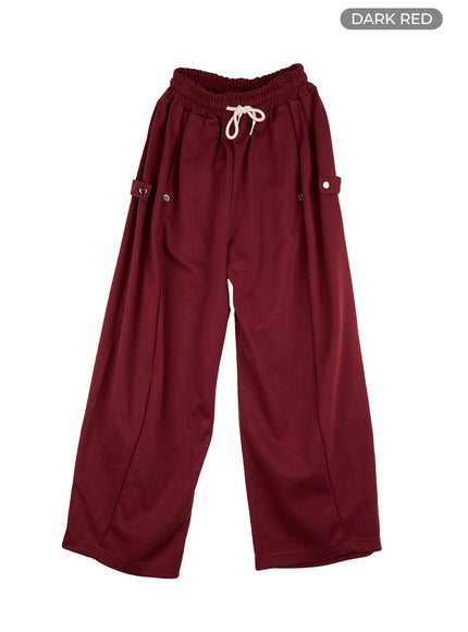 string-banded-pintuck-sweatpants-cg421 / dark red