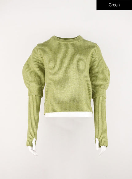 short-sleeve-sweater-and-arm-warmer-set-in301 / Green