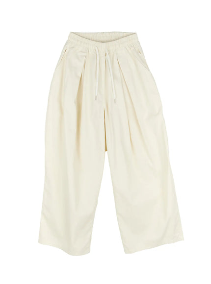 pintuck-wide-cotton-pants-cg518 / Light beige