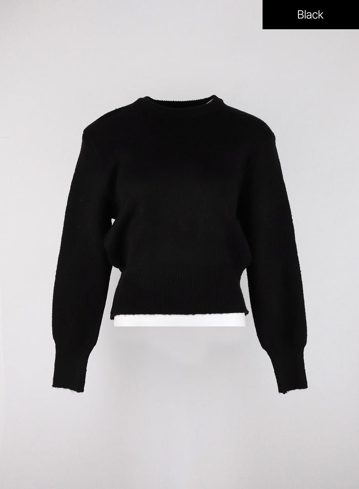 crew-neck-knit-sweater-od327 / Black