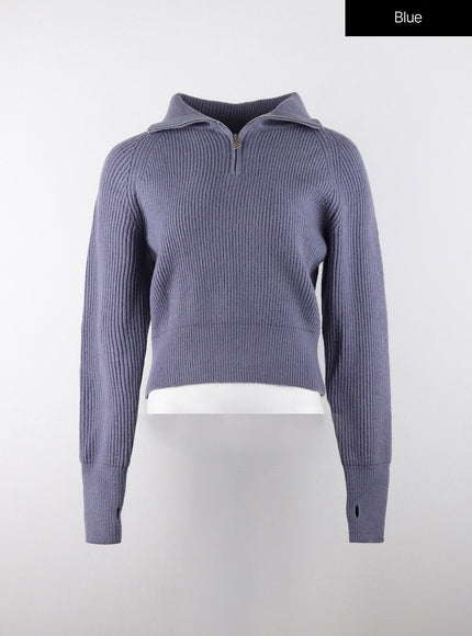 half-neck-zip-sweater-od321 / Blue