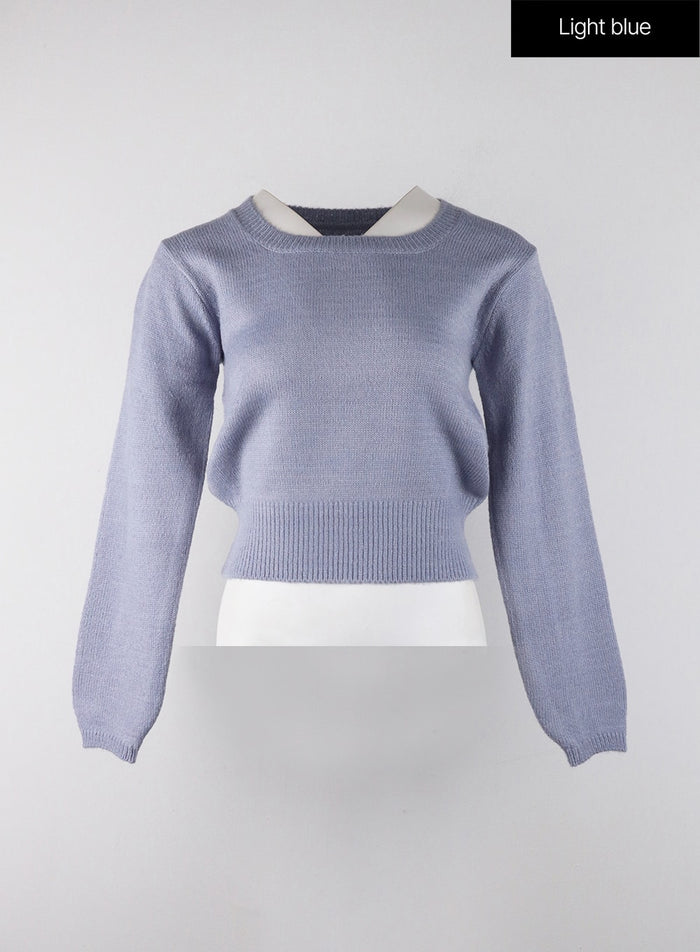 square-neck-knit-sweater-od329 / Light blue
