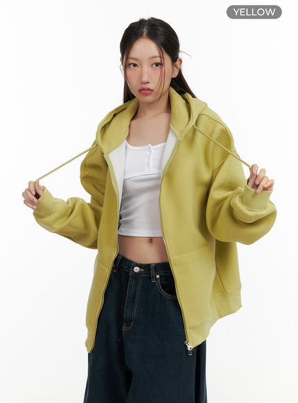 oversized-two-way-zip-up-sweat-hoodie-cl431 / Yellow