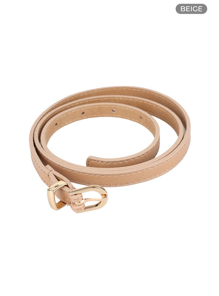 slim-buckle-waist-belt-cy416 / Beige