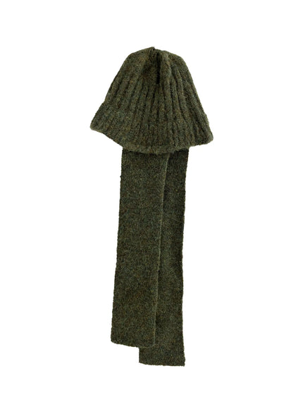 warm-balaclava-scarf-set-cn504 / Dark green