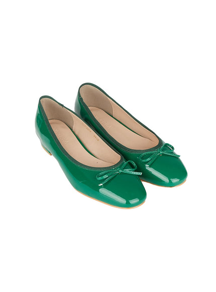 ribbon-gloss-ballet-flats-cy515 / Green