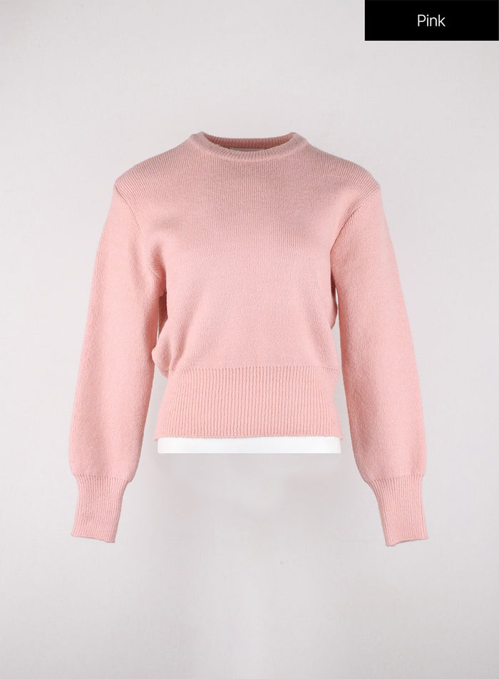 crew-neck-knit-sweater-od327 / Pink